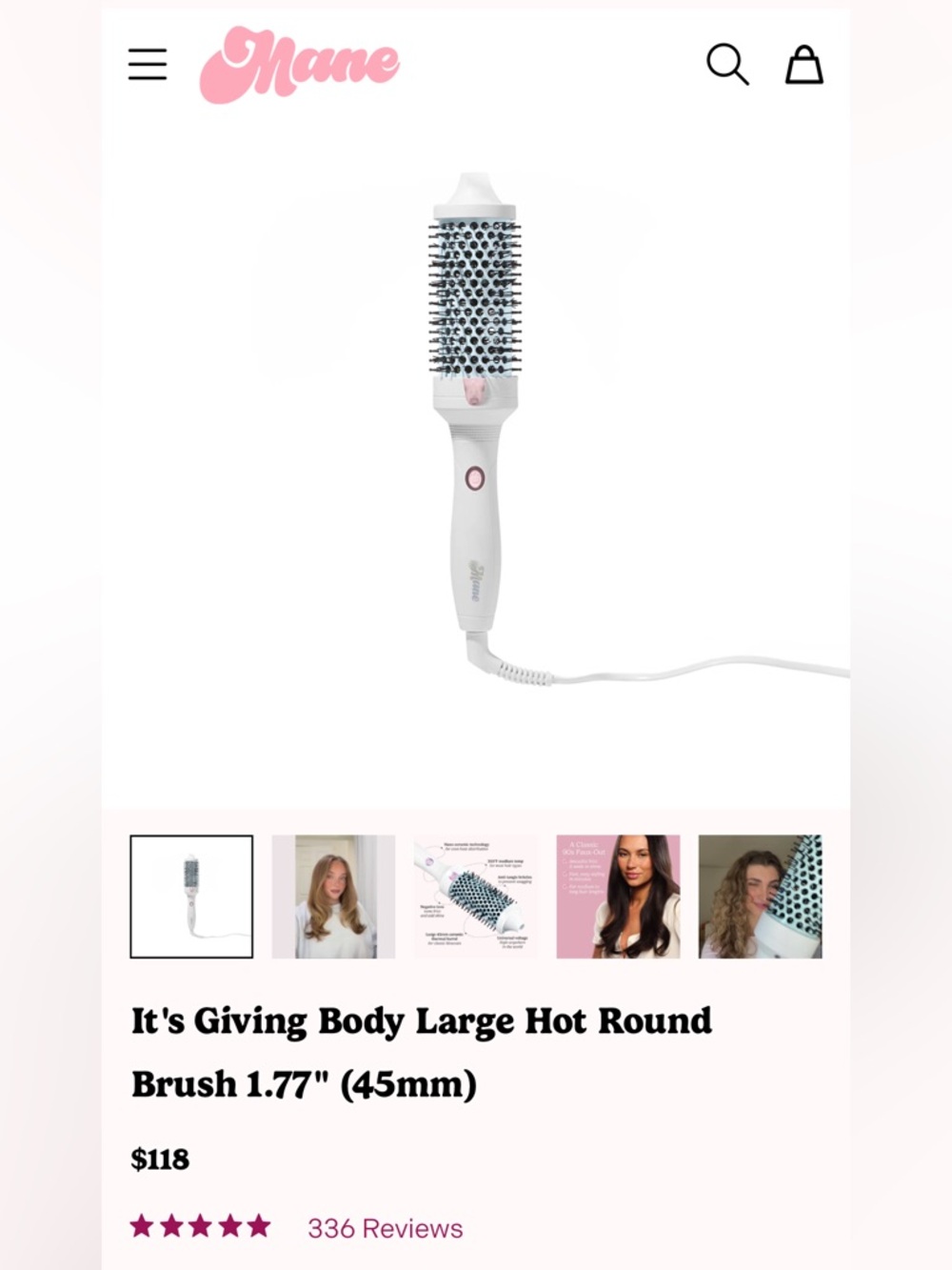 Mane It's Giving Body Large Hot Round Brush 1.77" (45mm)